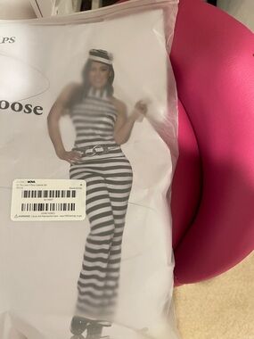 Fashion Nova Black & White Striped Wide Leg Jumpsuit costume